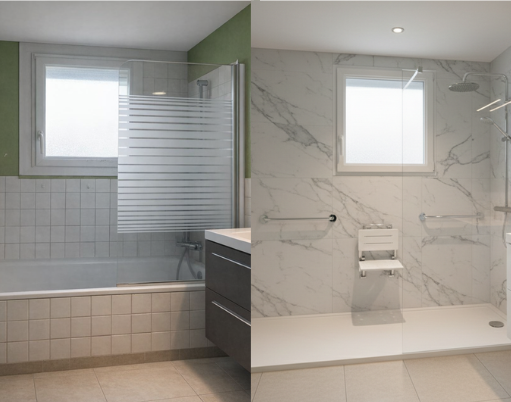 Simulation 3D salle de bain douche senior Autonomie Solutions